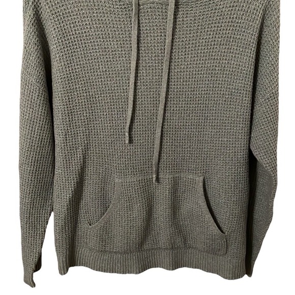 Aerie Women's Taupe Green Knitted Pullover Waffle Knit Hoodie Sweater Size XS‎ - Picture 4 of 6